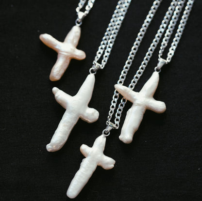 Baroque Pearl Cross Pendant