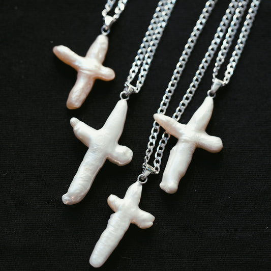 Baroque Pearl Cross Pendant