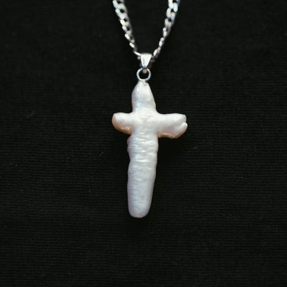 Baroque Pearl Cross Pendant