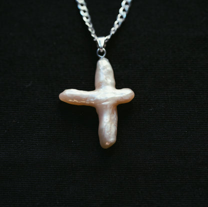 Baroque Pearl Cross Pendant