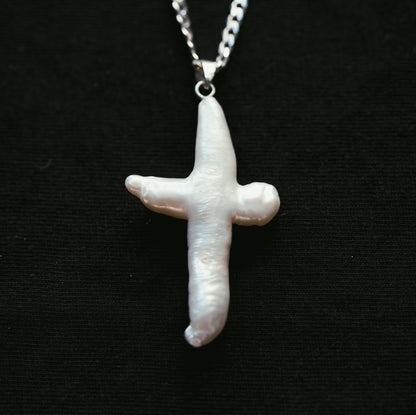 Baroque Pearl Cross Pendant